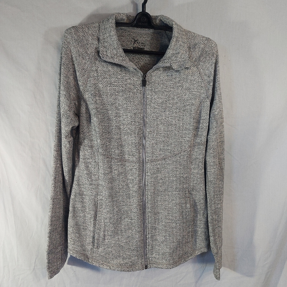 OLD NAVY Go-Dry Performance White Black Herringbone Full Zip Size L